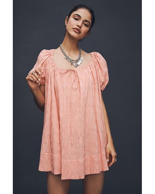 Maeve Blue Scoop-Neck Mini Swing Dress