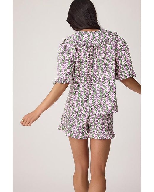 It's 9pm Pink Luna Bespa Ruffle 100% Cotton Short Pyjama Set