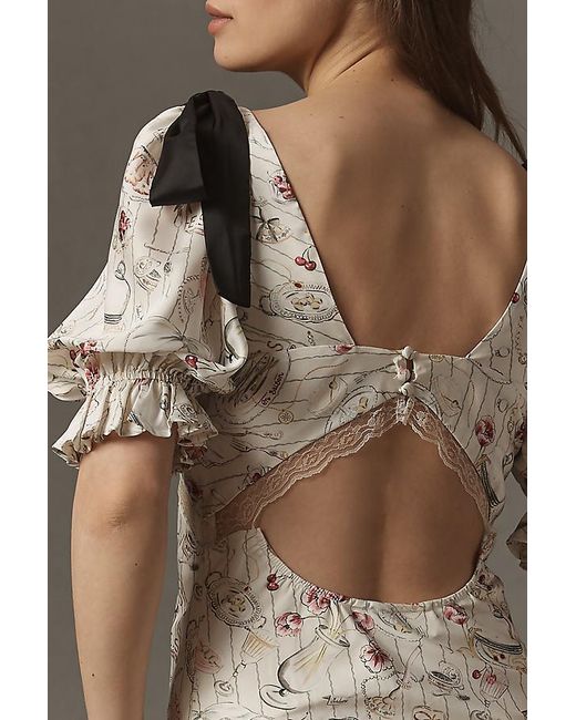 En Saison Brown Dinner Party Short-Sleeve Bow Midi Dress