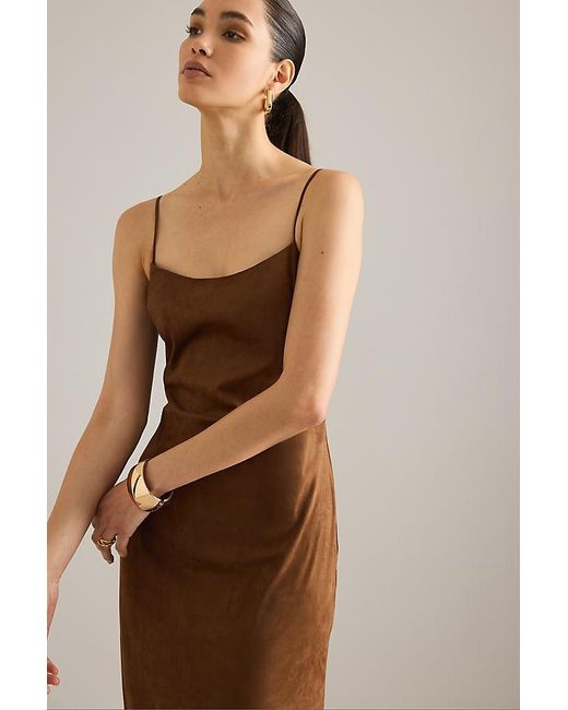Bardot Brown Nadira Faux-Suede Sleeveless Midi Dress