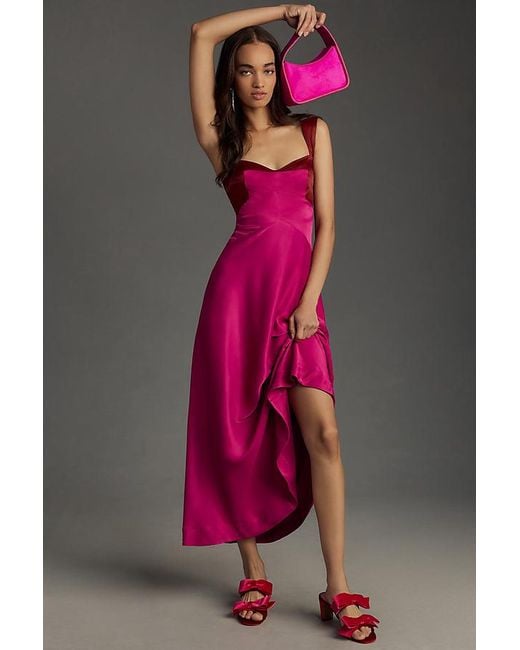 Maeve Pink Sleeveless Seamed Midi Slip Dress