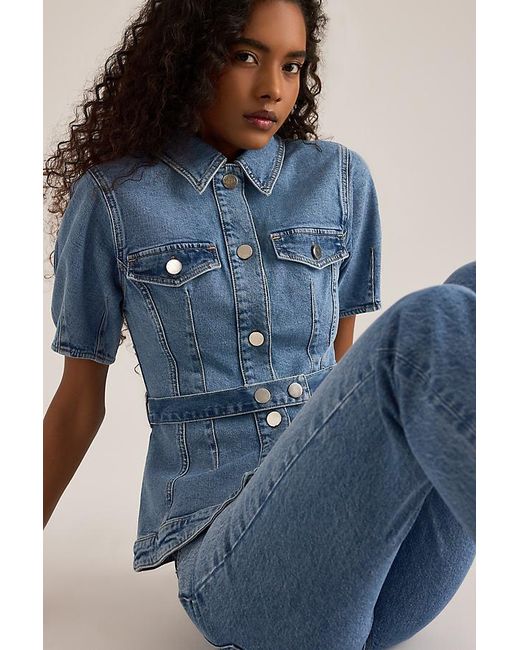 ALIGNE Blue Jette Short-Sleeve Denim Shirt