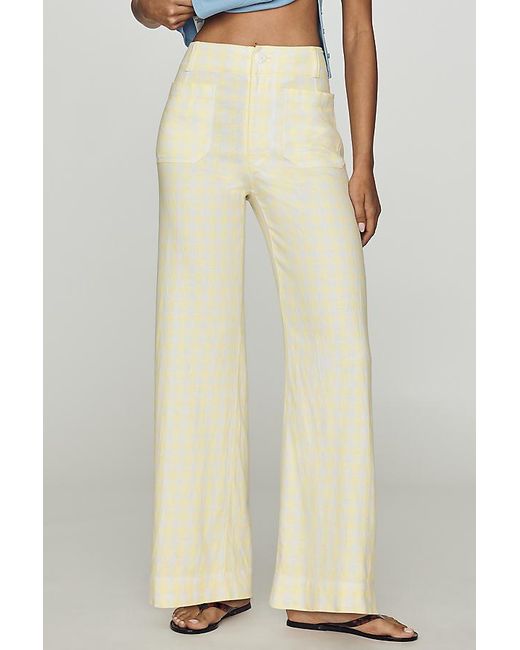 Maeve Blue The Colette Linen-Blend Stretch Wide-Leg Trousers By