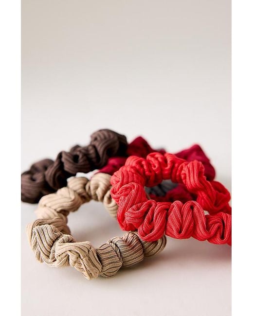 By Anthropologie Red Ribbed Hair Ties, Set Of 5