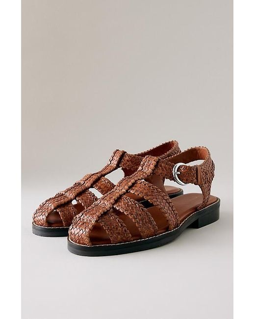 By Anthropologie Brown Woven Fisherman Sandals