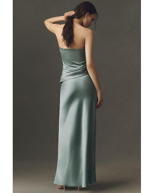 Mare Mare Blue Isabella Strapless Ruched Corset Maxi Dress