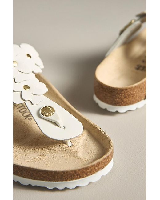 Birkenstock White Gizeh Flower Sandals