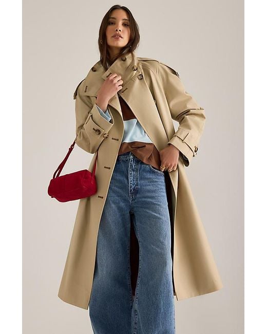 By Anthropologie Blue Lottie Maxi Trench Coat