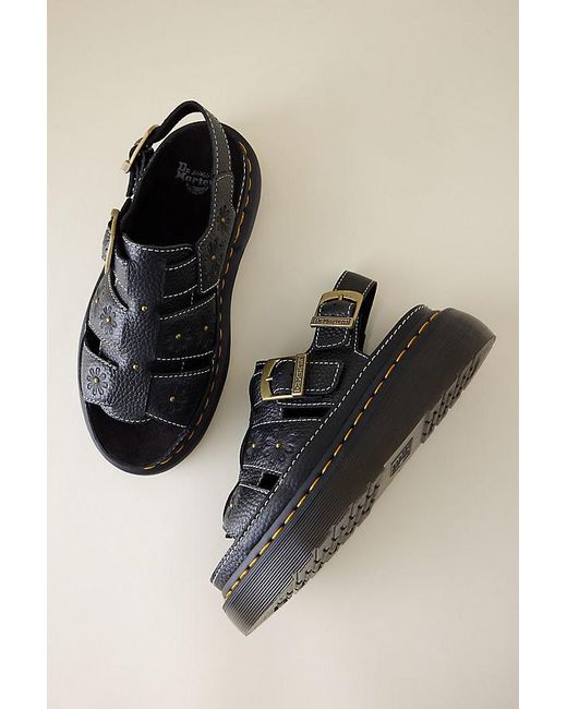 Dr. Martens Black Wrenlie Flower Sandals