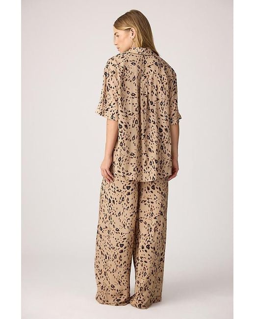 It's 9pm Natural Antibes Leopard Shirt & Wide-Leg Trousers Set