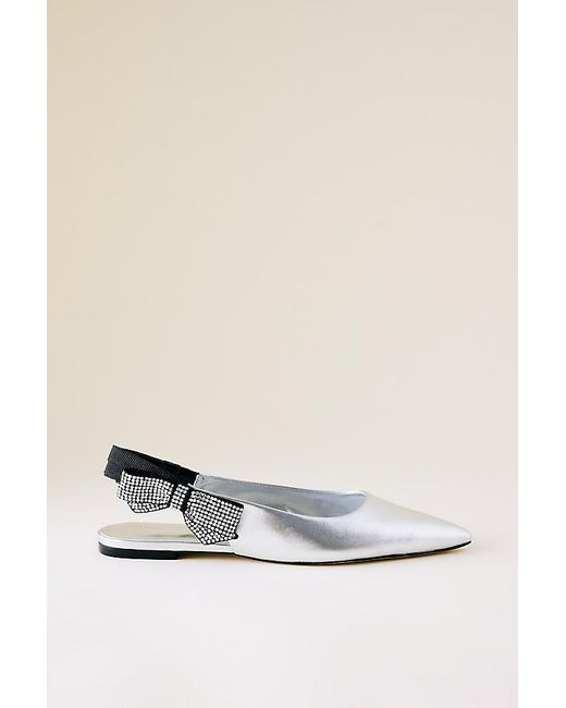 Maeve White Side-Bow Slingback Flats