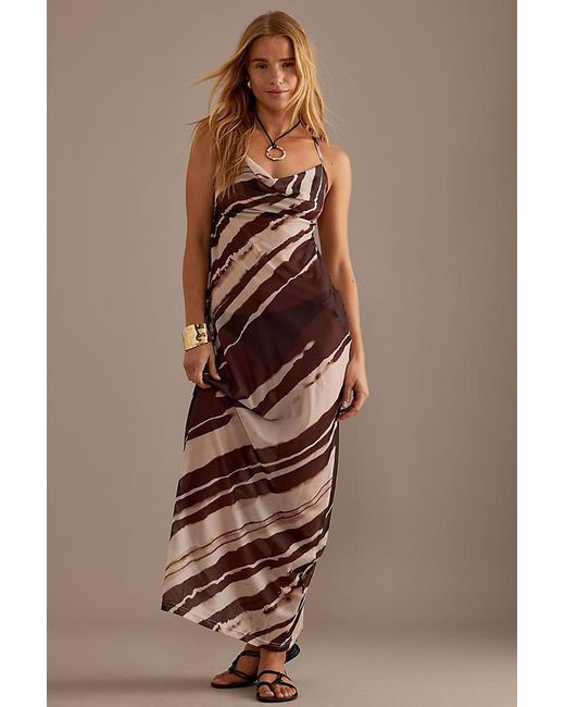 4th & Reckless Brown Sleeveless Cowl-neck Maxi Dress