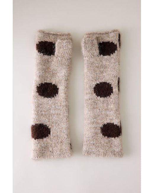 By Anthropologie Natural Long Polka Dot Fingerless Gloves
