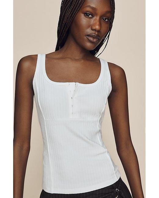 Maeve White Square-Neck Tank Top
