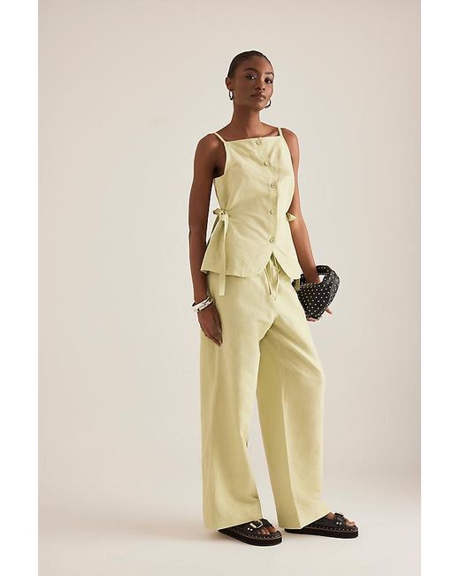 ALIGNE Natural Alara Linen Wide-Leg Trousers