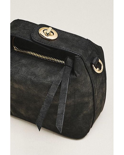 Maeve Black Faux-Leather Croc Structured Bag