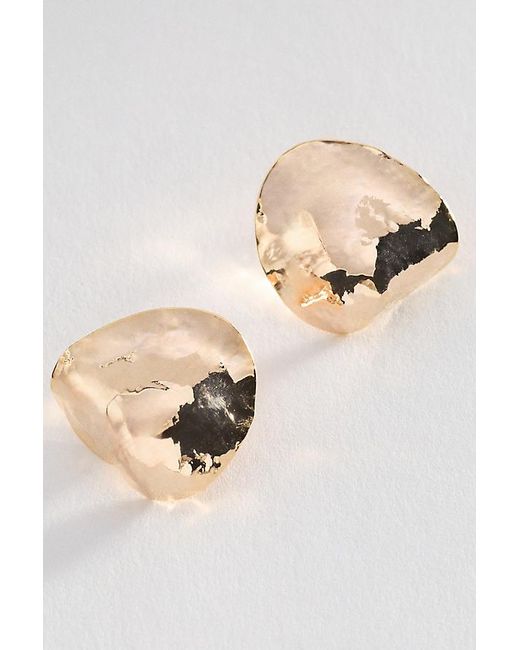 Anthropologie Natural Hammered Metal Statement Stud Earrings