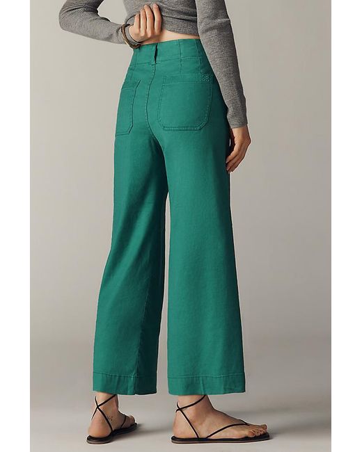 Maeve Multicolor The Colette Cropped Wide-Leg Trousers By Linen Edition
