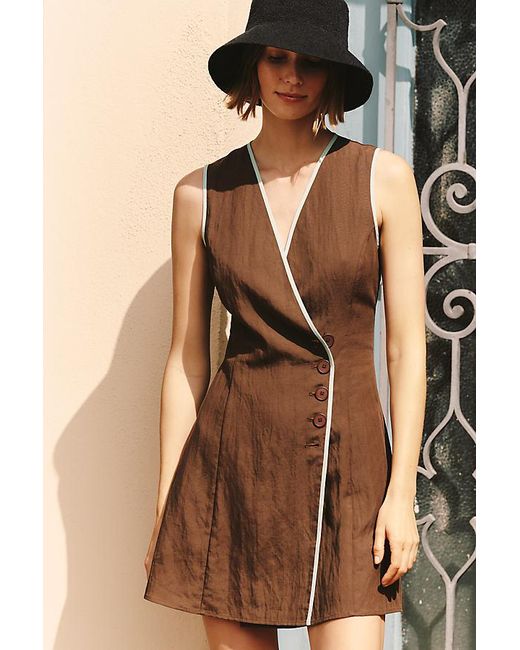 Mare Mare Black Asymmetric Button Mini Dress