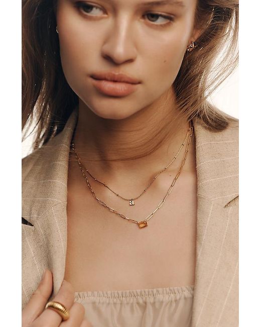 By Anthropologie Metallic Water-Resistant Initial Pendant Necklace