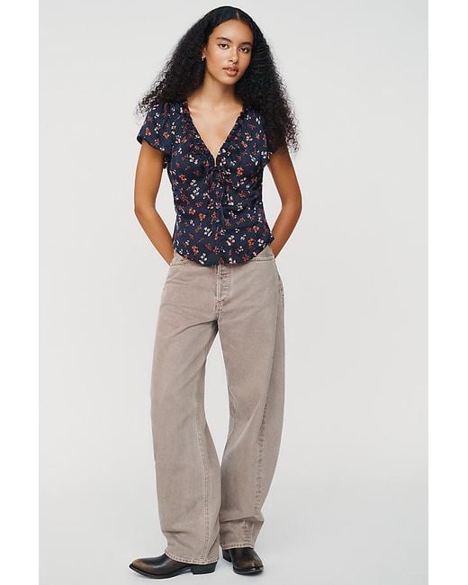 By Anthropologie Blue Silken Blouse