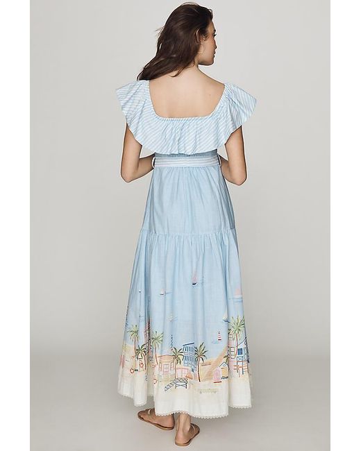 En Saison Blue Dawn Cotton Off-Shoulder Midi Dress