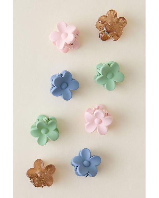 By Anthropologie Blue Mini Flower Hair Claw Clips, Set Of 8