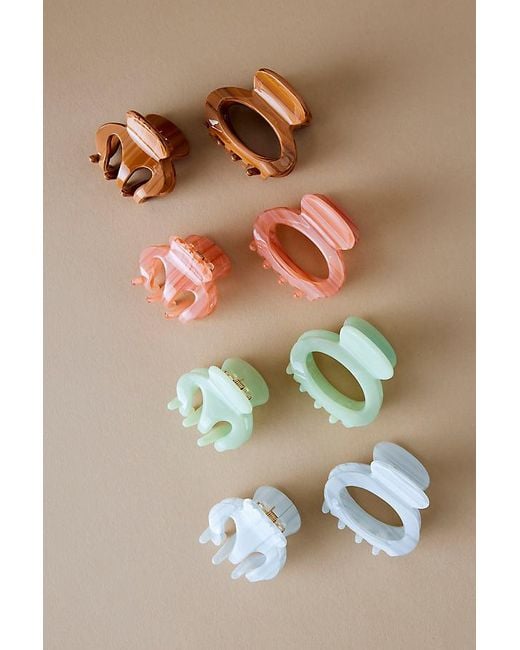 Anthropologie Green Assorted Resin Hair Claw Clips, Set Of 8