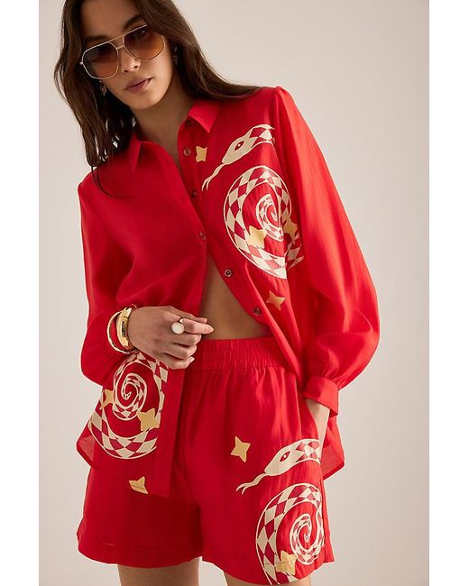 Never Fully Dressed Red Elissa Snake Shorts