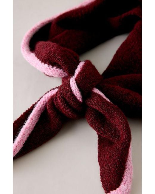 By Anthropologie Brown Small Tipped Knit Triangle Scarf