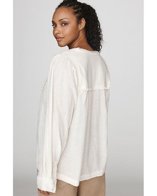 Pilcro White 100% Cotton Ruffle Blouse