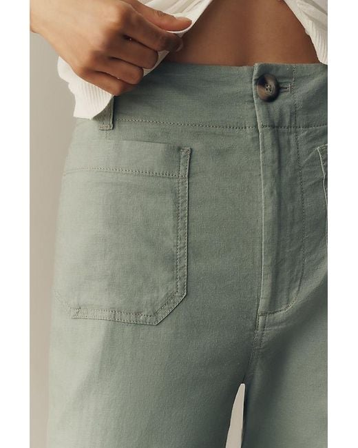 Maeve Blue The Colette Beachy Linen Full-Length Wide-Leg Trousers By
