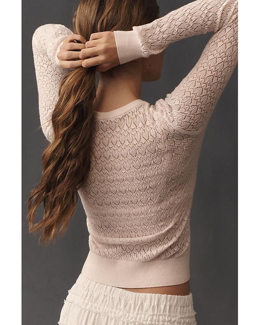 By Anthropologie Multicolor Juliet Pointelle Long-Sleeve Cotton-Blend Cardigan