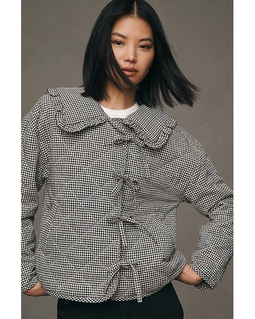 Maeve Gray Gingham Quilted Jacket