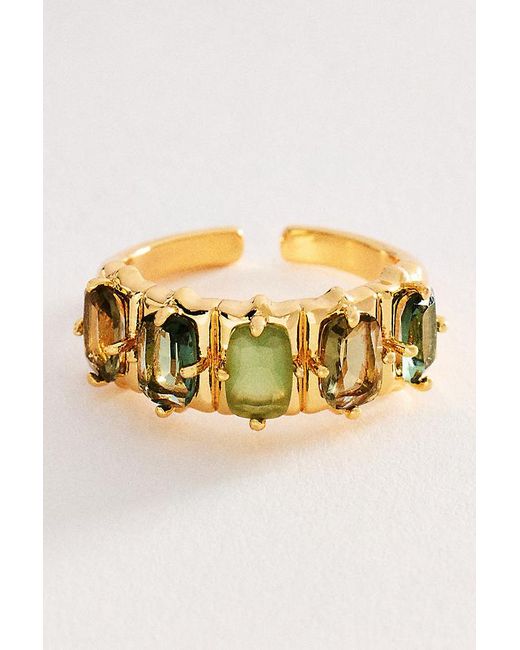 By Anthropologie Metallic Crystal Baguette Ring