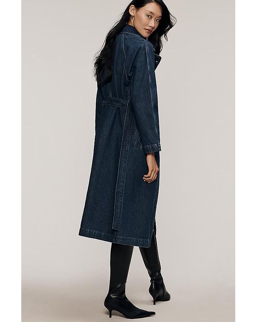 Pilcro Blue Denim Trench Coat