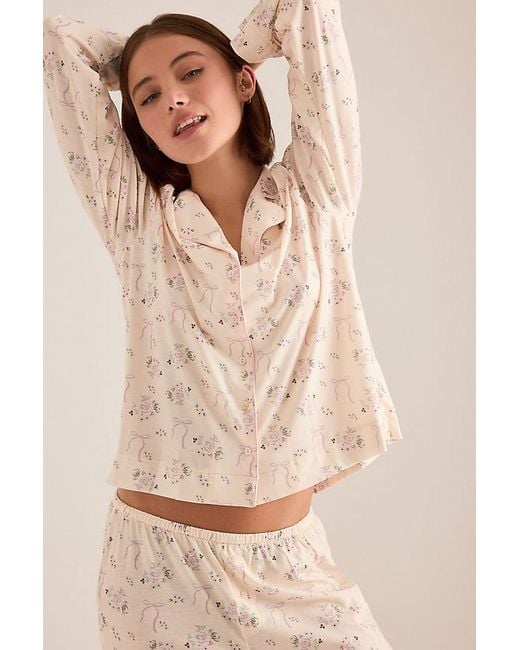 Wild Lovers Natural Celeste Floral Bow Pyjama Shirt