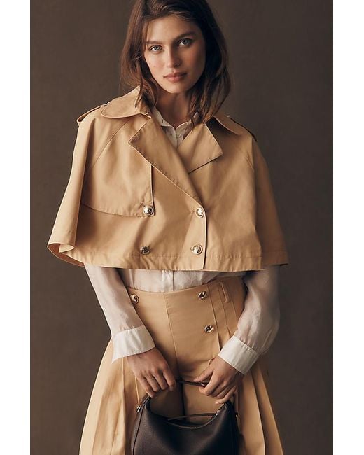 Maeve Brown Cropped Trench Cape