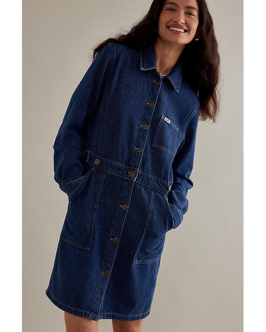 Lee Jeans Blue Workwear Long-sve Denim Mini Dress