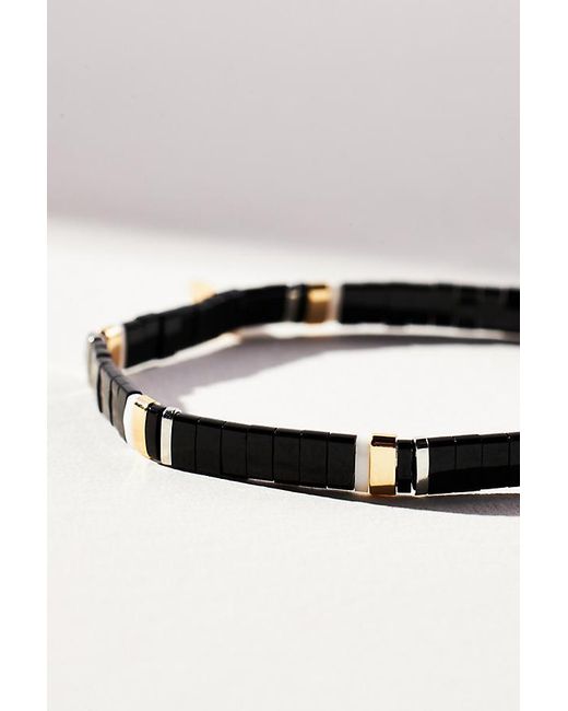 Anthropologie Black Colourful Beaded Chicklet Bracelet