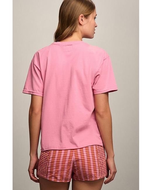 Retro Brand Pink Varsity Graphic Short-sleeve T-shirt