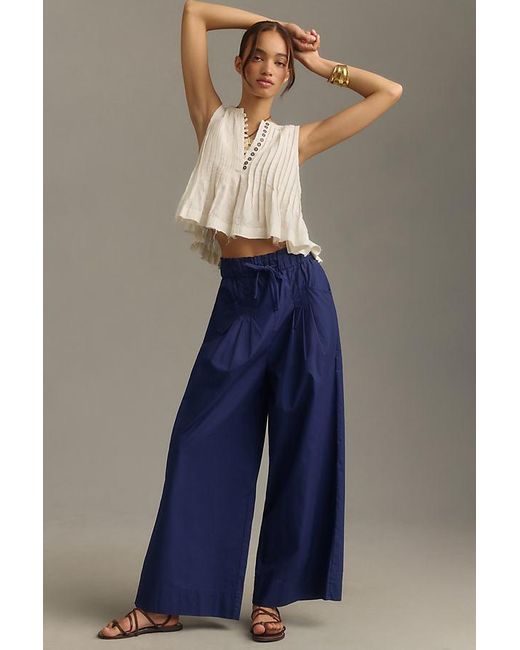 Maeve Blue Skirty Utility Wide-leg Trousers