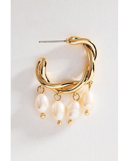 By Anthropologie Natural Pearl Twisted Hoop Earrings