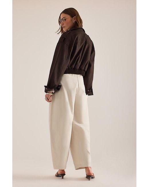 By Anthropologie Natural Aiden Linen-Blend Barrel Trousers