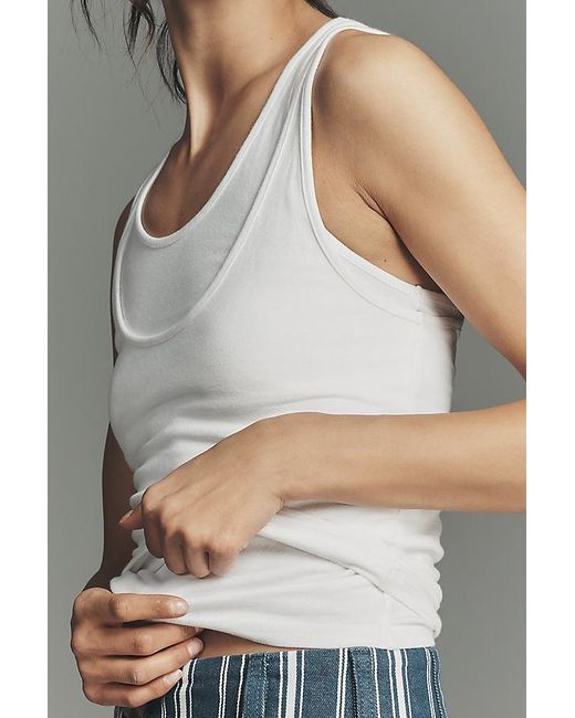 Pilcro White Double Layer Tank Top