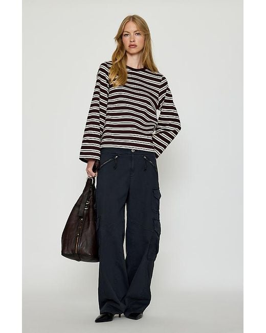 Barbour Gray Maplewood Stripe 100% Cotton Long-Sleeve Top