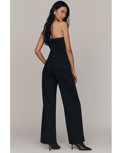 Pilcro Blue Strapless Corset Denim Jumpsuit