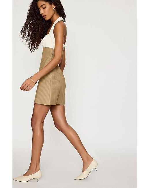 Odd Muse Natural Pinstripe Mini Dress