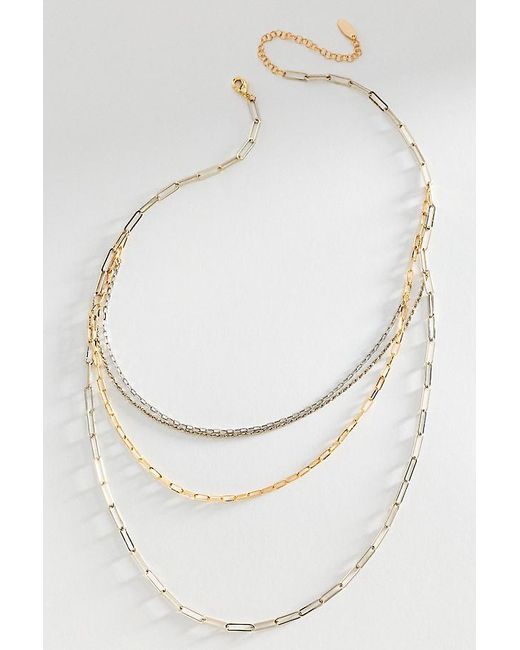 By Anthropologie White Layered Mixed Metal Chain Necklace