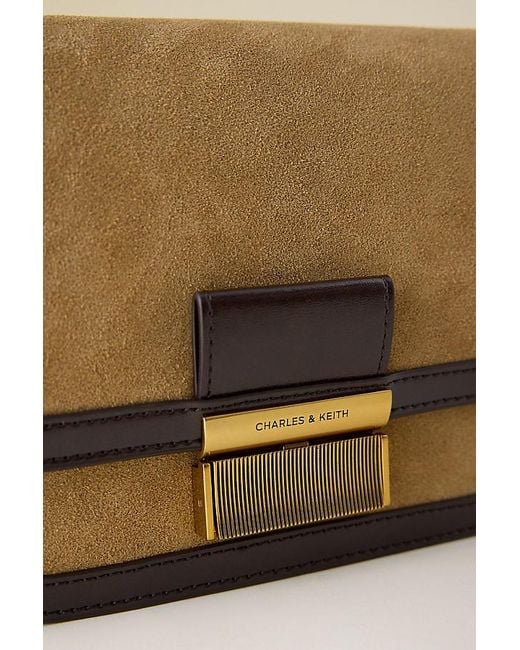 Charles & Keith Natural Charlot Recycled Suede Crossbody Bag
